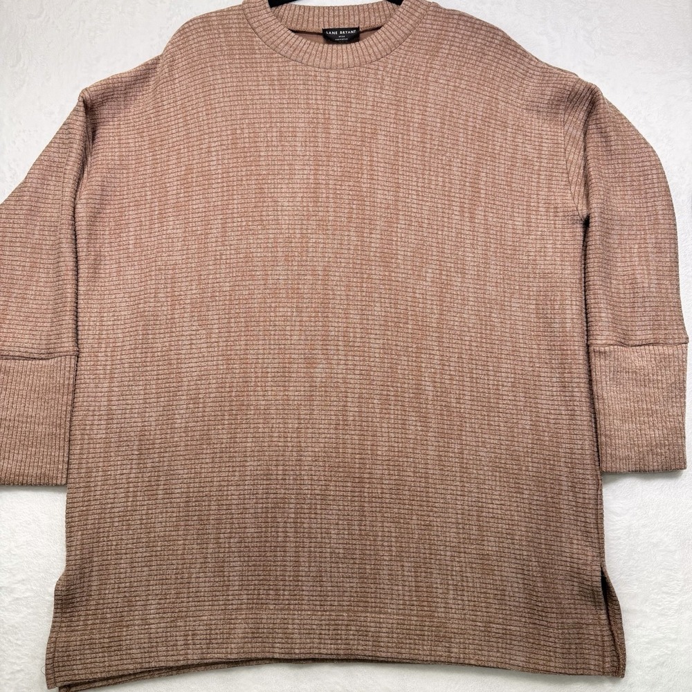 Lane Bryant Brown Crew Neck Tight Knit Sweater Dolman Sleeves Plus Size 14/16